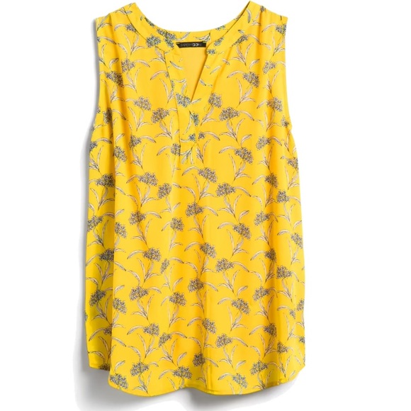 Yellow Printed Sleeveless Blouse (Size Large) - Picture 2 of 12